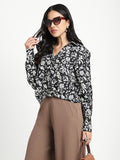 Women Polyester Regular Fit Collared Neck Floral Top
