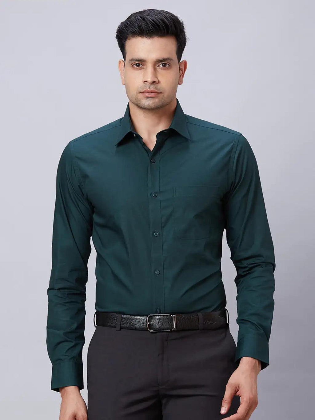 Men Solid Formal Blue Shirt