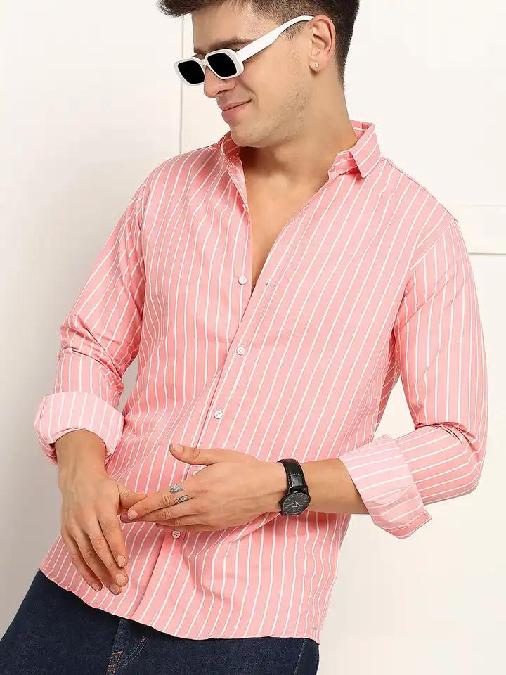 Men's Casual Printed Striped Shirt